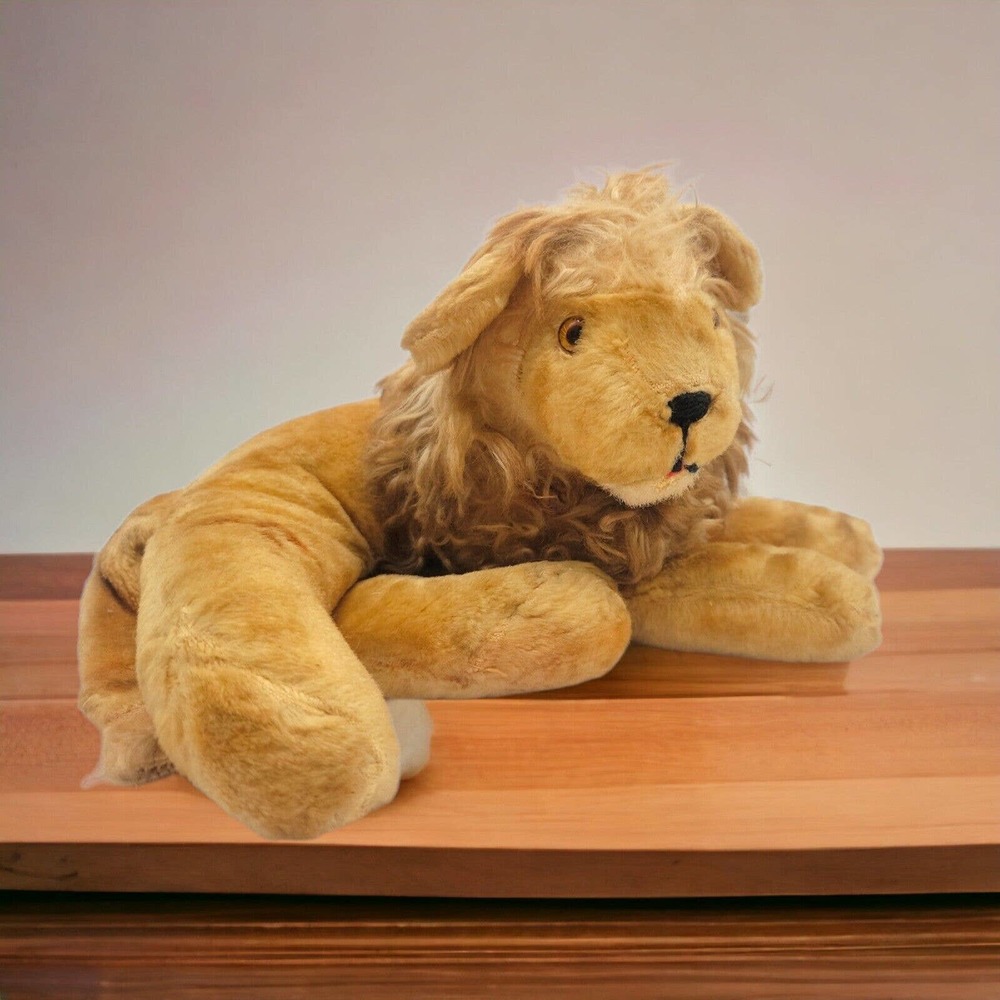 Vintage Mohair Lion Stuffed Plush Animal 10in St Louis Zoo? Steiff ?